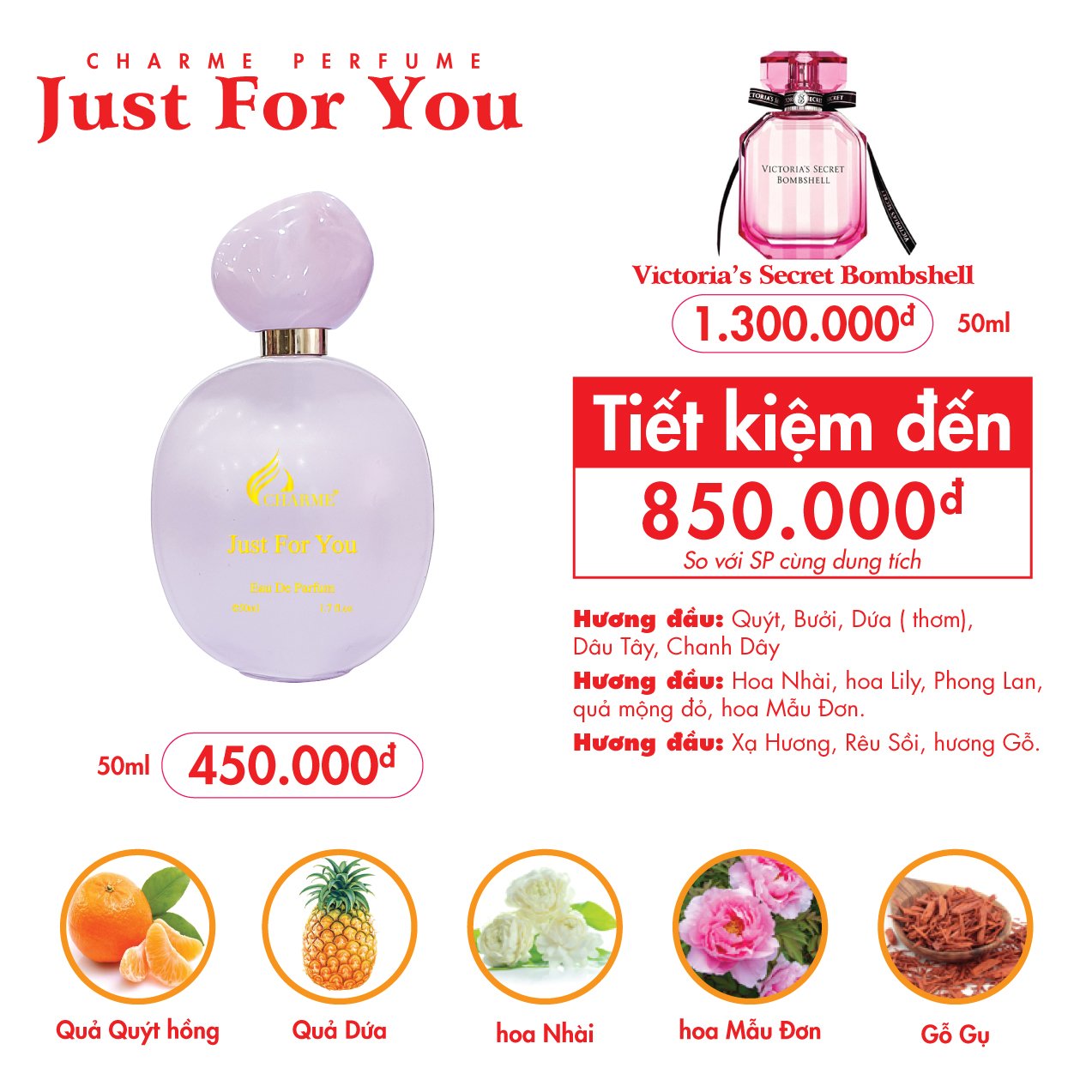 [Charme] Nước Hoa nữ Charme Just For You 50ml